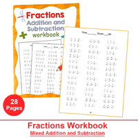 Montessori Fractions Addition & Subtraction Practice Workbook Grades 3-6 Primary School Training Test Book Arithmetic Teaching