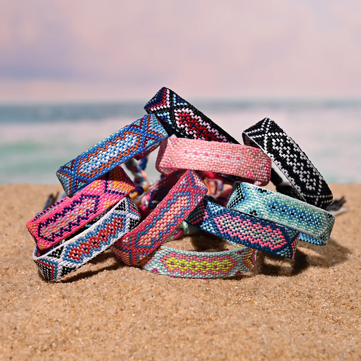 10Pcs/Lot Friendship Bracelet for Women And Men Summer Beach Bohemian Weave Free Charm Bracelets for Girl image 4