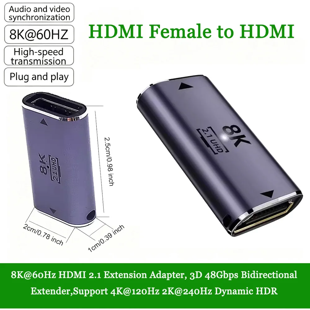 HDMI 2.1 to Mini Micro Cable Adapter Mini Micro Converter 48Gpbs 8K60HZ 4K120HZ Suitable for HDTV Projector Lapto