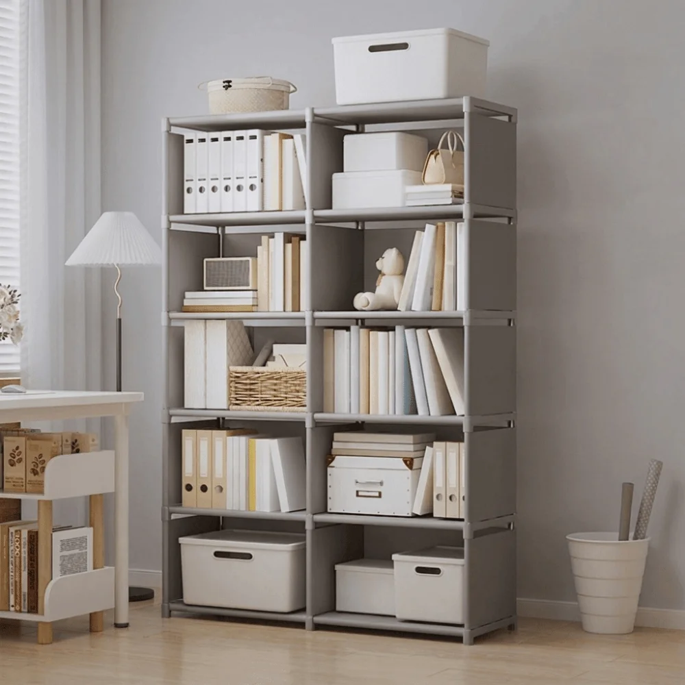 5/6 Tiers Book Shelf Durable Portable Sundries Storage Organizer Rack Large Capacity Multi-functional Metal Shoe Rack Storage