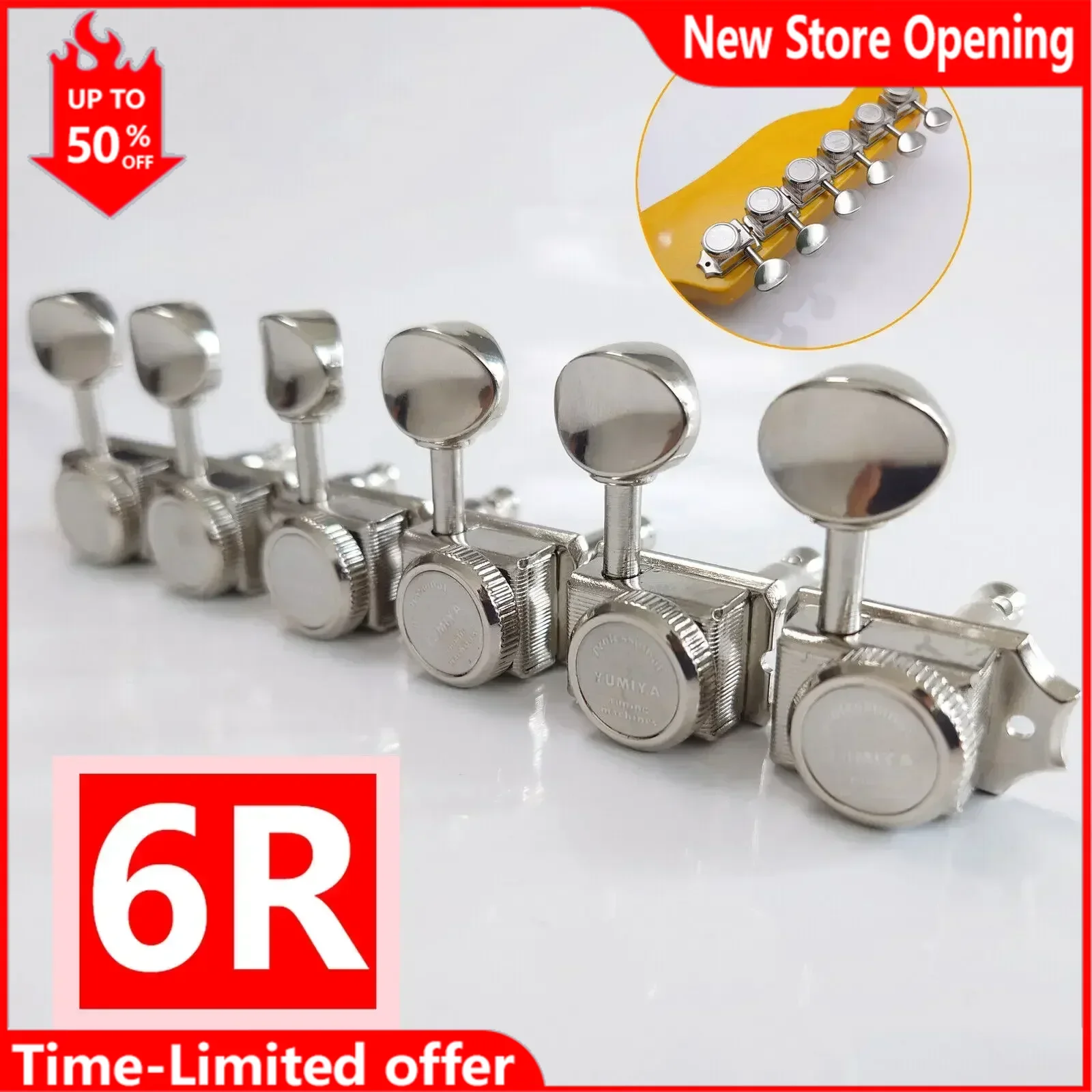 

6R Vintage Guitar Locking Tuners for Strat/Tele/LP Guitars - Silver Guitar Tuning Keys, Machine Heads Replacement Parts