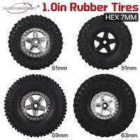 AUSTARHOBBY 1.0 inch RC Tires 4pcs Rubber Wheel Tyre Set 7mmHex  for 1/18 TRX4M 1/24 Axial SCX24 RC Crawler Car Upgrade Parts