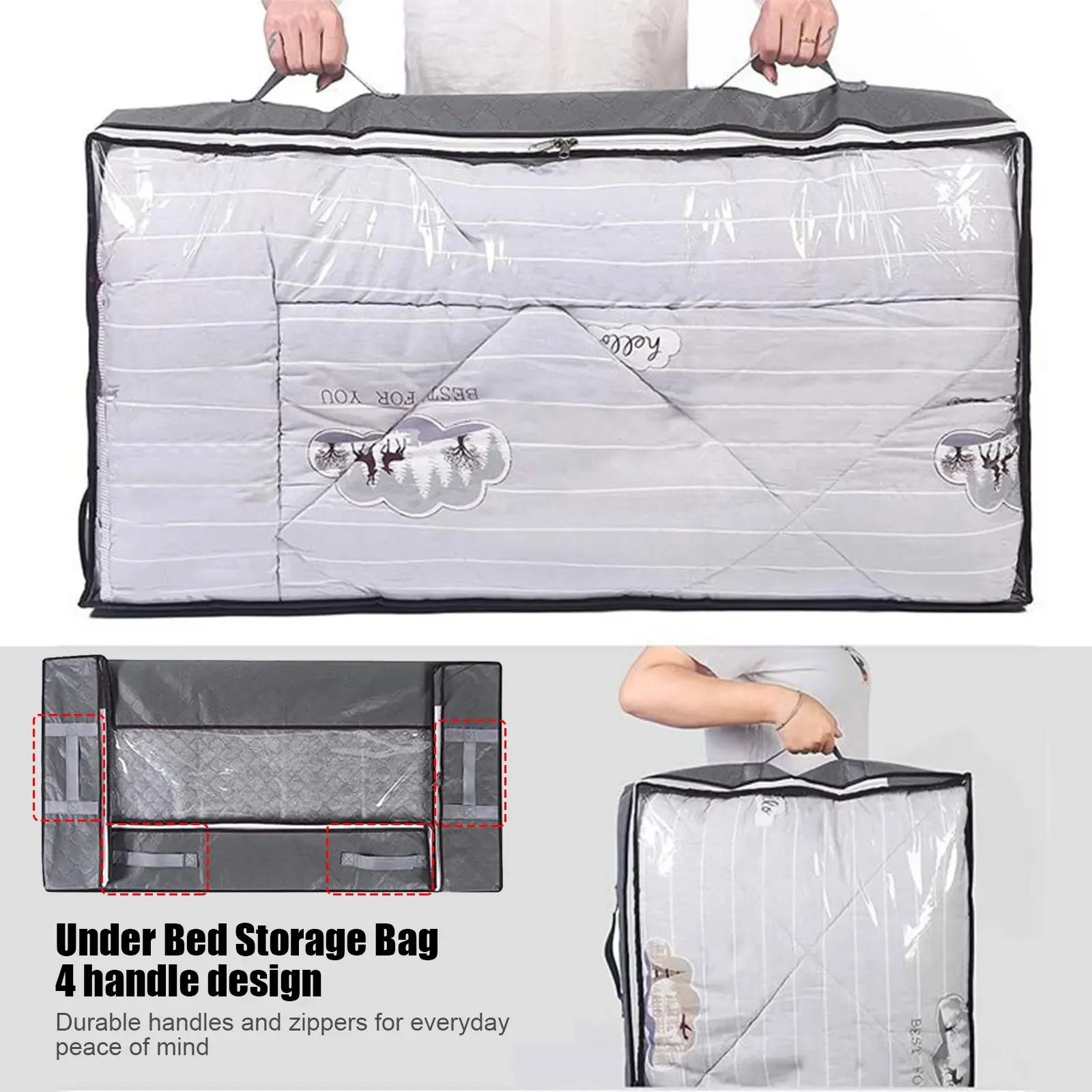 1-5pcs Underbed Storage Bag For Portable Foldable Quilt Bag Wardrobe Clothes Storage Box Dustproof Organizer Large Capacity