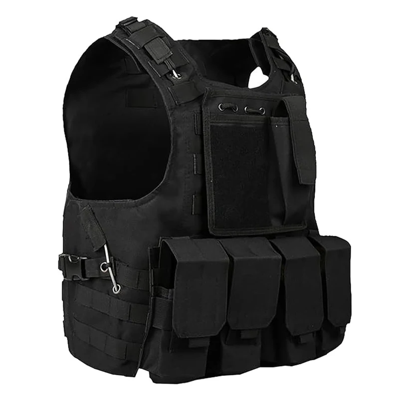 Chaleco táctico de Paintball Airsoft para hombre, equipo al aire libre con hebillas ajustables, sistema Molle, bolsa colgante desmontable, apto para