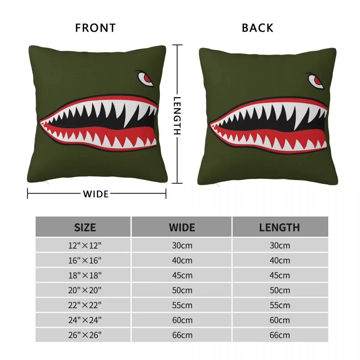 Flying Tigers Nose Warhawk Square Pillowcase Polyester Linen Velvet Pattern Zip Decor Sofa Seater Cushion Cover