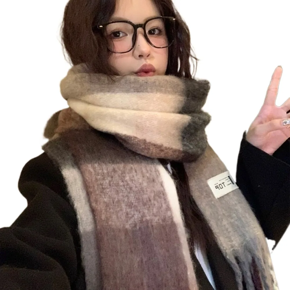 

Новый теплый шарф из мохера, ветрозащитная шаль, холодостойкая мягкая теплая шея, осень и зима
