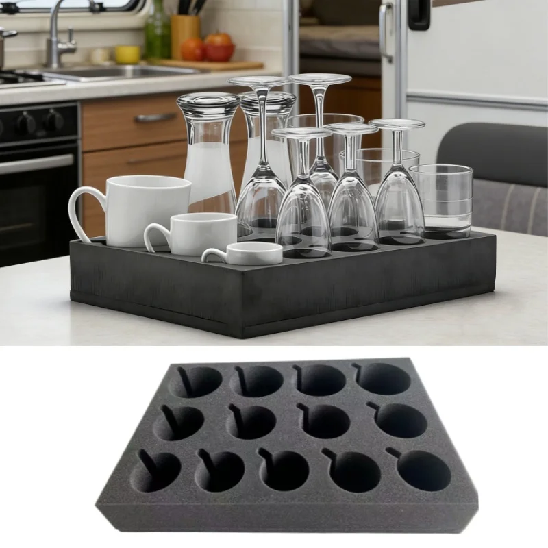 Caravan Foam Cup Holder Fixed Storage Box For Glass Ceramic Cups Bottles Foam Box Storage Organizer For Camper Motorhome