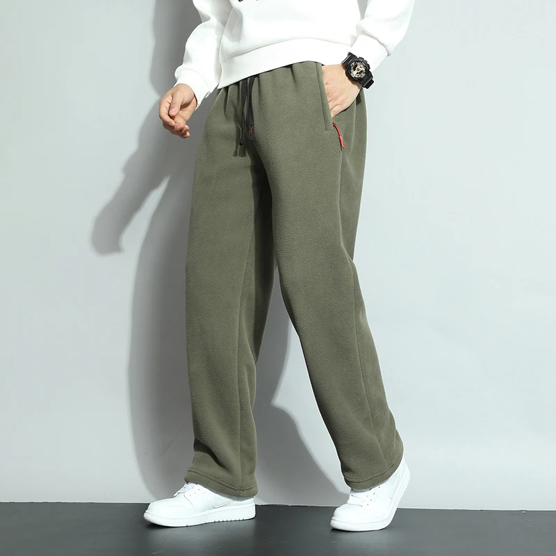 

8XL Winter Men's Loose Sweatpants Thick Warm Fleece Joggers Sportswear Zip Pockets Cotton Casual Track Pants Plus Size 6XL 7XL