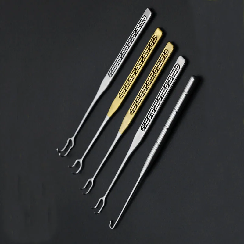 Beauty and plastic surgery, double eyelid self pulling hook, nasal microsurgical tool, sharp head, blunt head, eyelids, bags, an