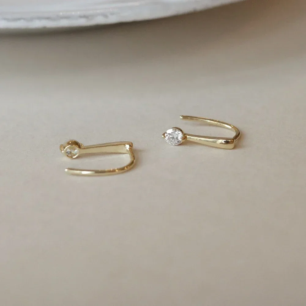 Real 925 prata esterlina zircão gota de água 18k ouro hoop brincos para mulheres clássico jóias finas acessórios minimalistas