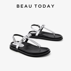 BEAUTODAY Summer Flip-Flop Sandals Women Genuine Leather Solid Buckle Strap Style 2024 Outdoor Ladies dress Shoes Handmade 34618