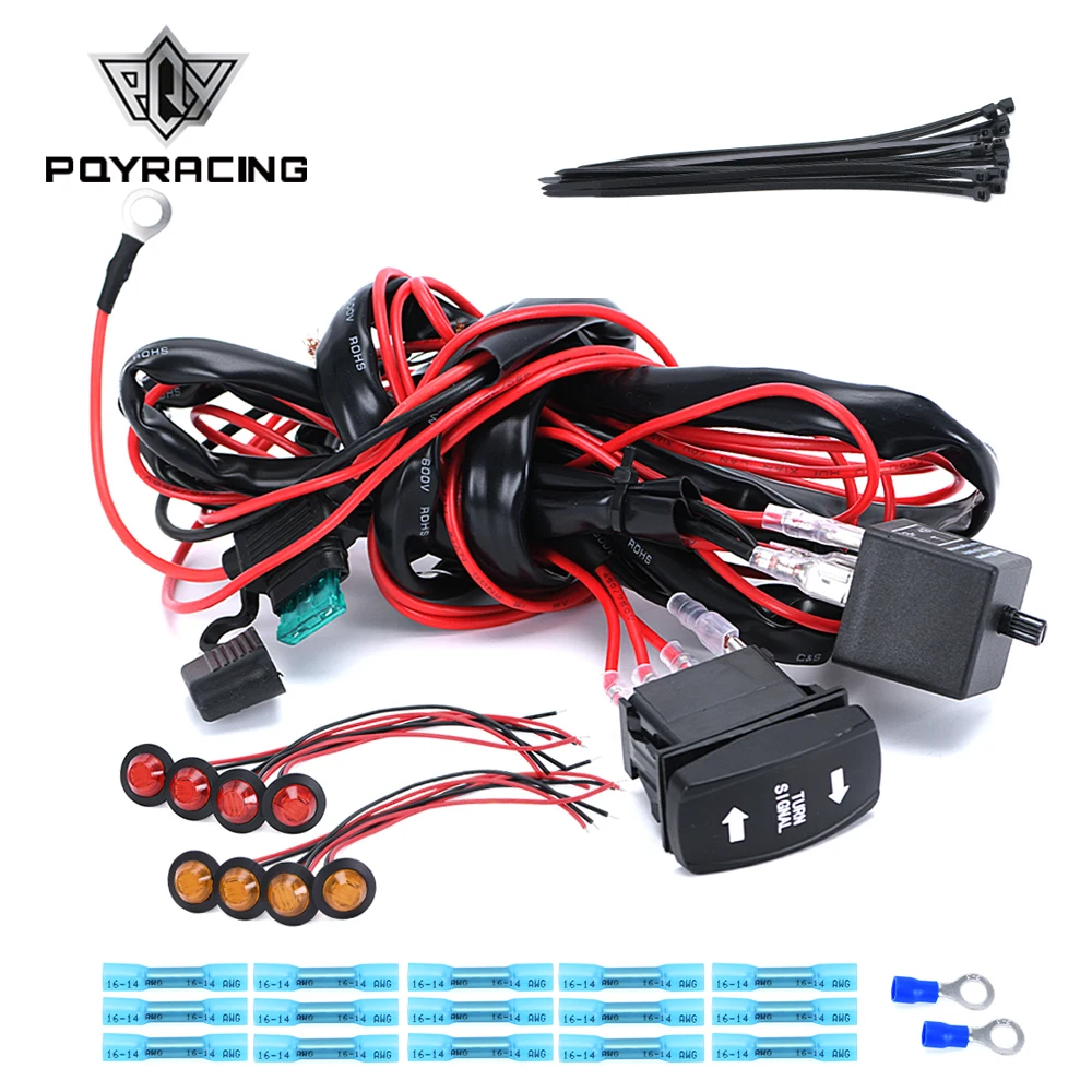 Universal 12V ATV UTV Rocker Switch Turn Signal Kit Street Legal Kit with 8 Left & Right Signal Lamps For Polaris Ranger RZR