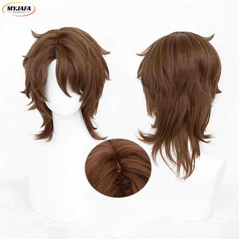 ABC123Gallagher شعر مستعار تأثيري لعبة HSR غالاغر بني داكن قصير مقاومة للحرارة الاصطناعية الشعر أنيمي شعر مستعار للحفلات + Wix ؛ 3,f'6,h.7;j