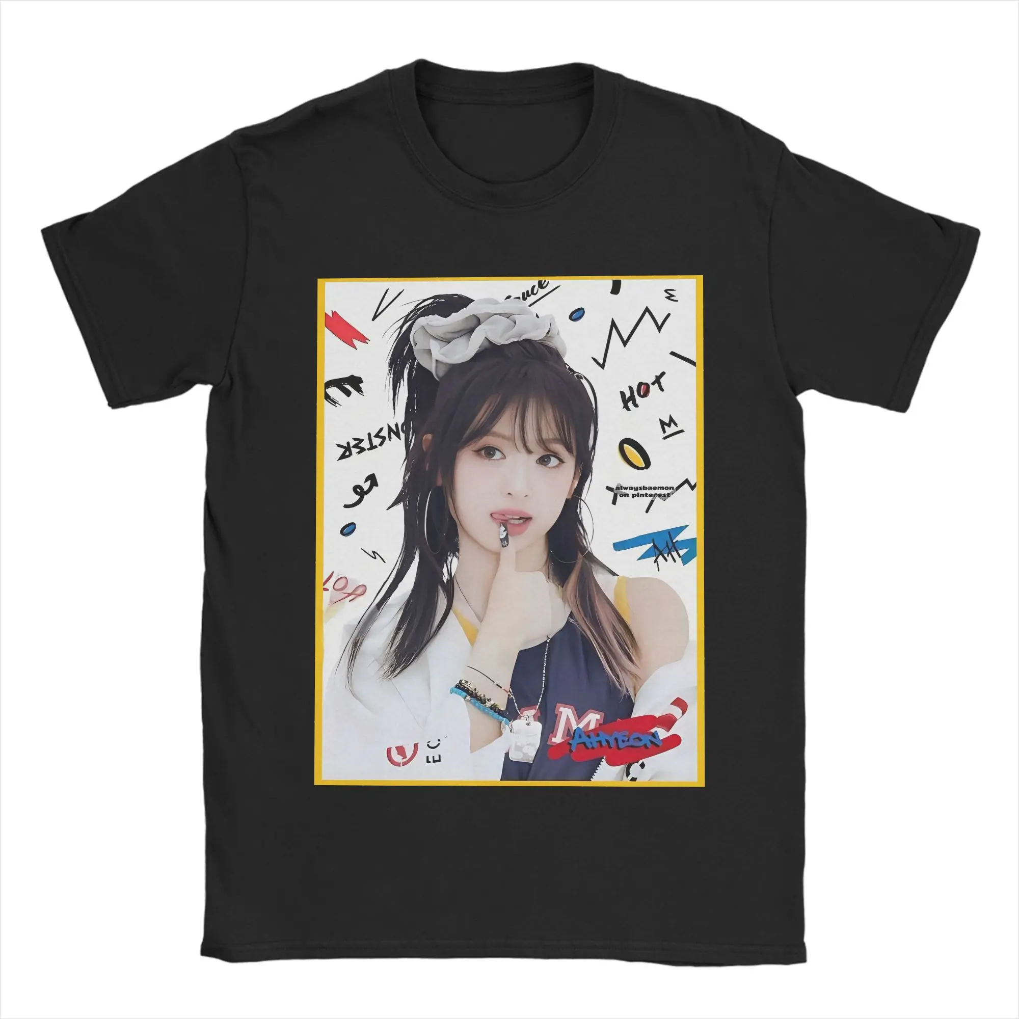 

Горячее блюдно Babymonsters Ahyeon Футболки мужские и женские, крутая футболка из 100% хлопка, футболки с круглым вырезом, одежда с короткими рукавами, большой размер