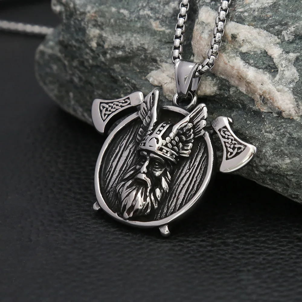 

Retro Viking Pirate Pendant for Men Gifts Stainless Steel Nordic Odin Axe Necklace Trendy Charm Amulet Male Jewelry Dropshipping