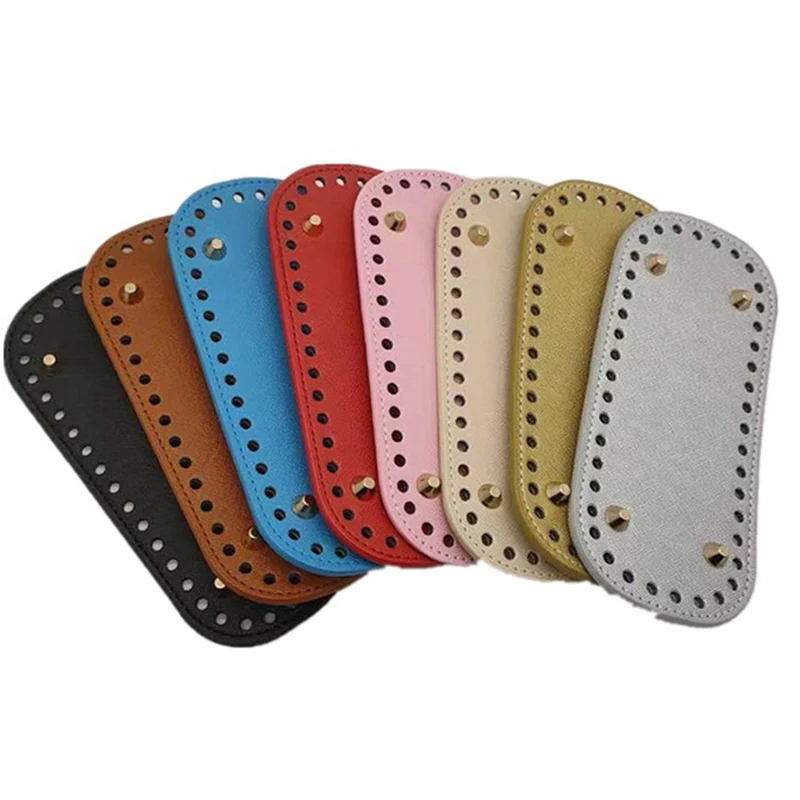 18*8cm Oval Shaped PU Bag Bottom For Knitted Bag Crochet Bag Handbags Durable Bag Bottom With Rivet Bag Accessories