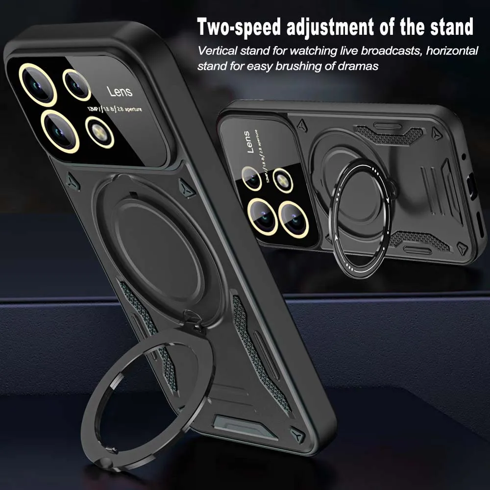 Shockproof Armor Case for Redmi Note 13 12 11 10 9 Pro Plus 12s 11s 9s 13C Magnetic Ring Stand Camera Protector Phone Cover image 3