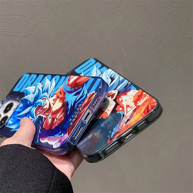 Cute Anime D-Dragons Balls Electroplate Silicone Phone Case for iPhone 14 13 12 11 15 Pro Max Luxury Goku Shockproof Back Cover