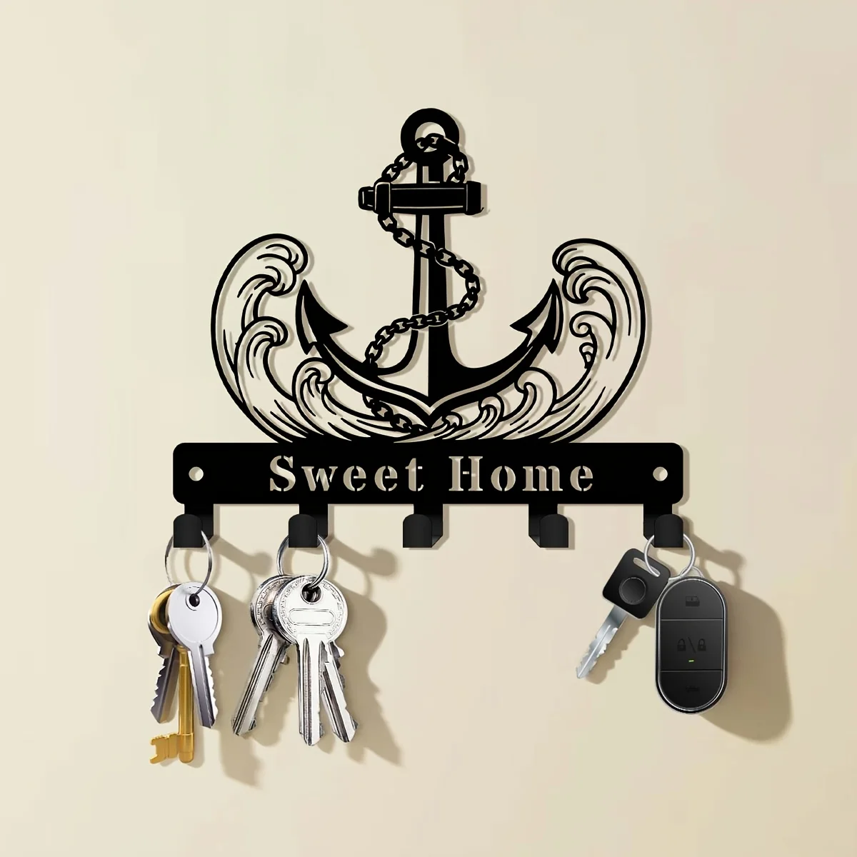 CIFBUY Iron Wall Art Retro Anchor Key Hook Decor Hat Storage Organizer Minimalist Rustic Accent Interior
