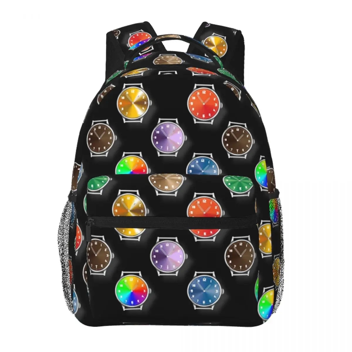 Watch With Colorful Dial And Shadows Backpack Student BookBag Children School Bag Laptop Shoulder Bags for Men Women
