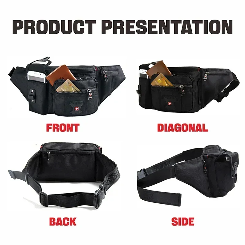 SWISS MILITARY Fanny Pack Multi Pocket Waterproof Practical Tool Waist Bag Outdoor Camping Climbing Waist Bag Hip Waist Packs