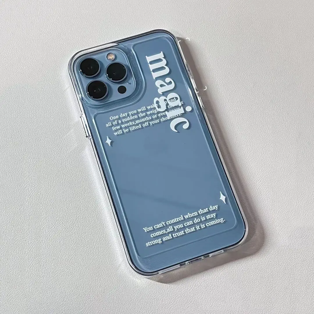 クリエイティブなシンプルな英語柄のiPhone 16 15 14 13 12 11 ProMax X XS XR 7 8 Plus用クリア耐衝撃ケースカバー