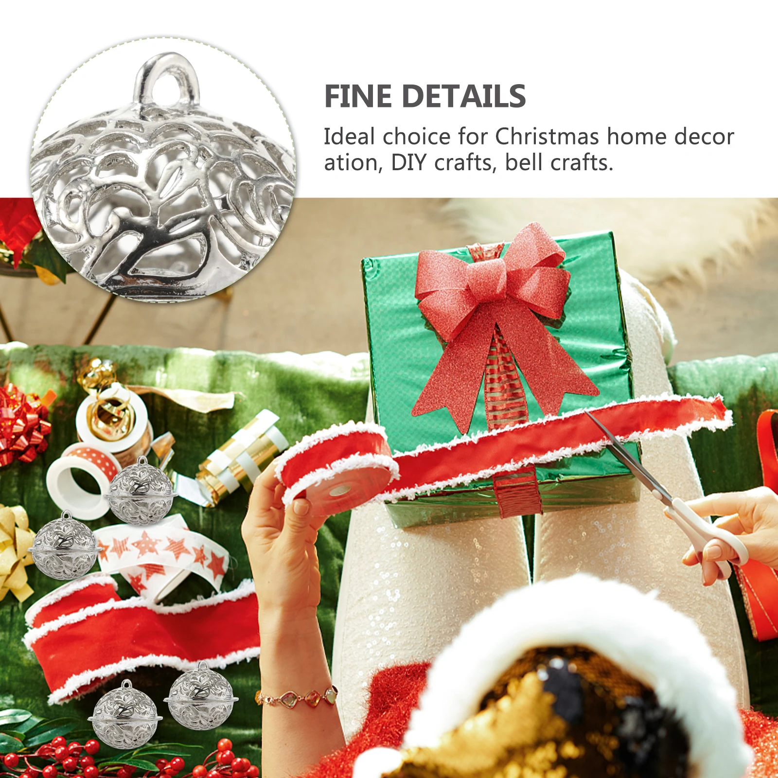 

20pcs Christmas Bells Diy Pendants Necklace Ornament Accessories Vintage Eco-Friendly Wind Chime Gift For Family Friends