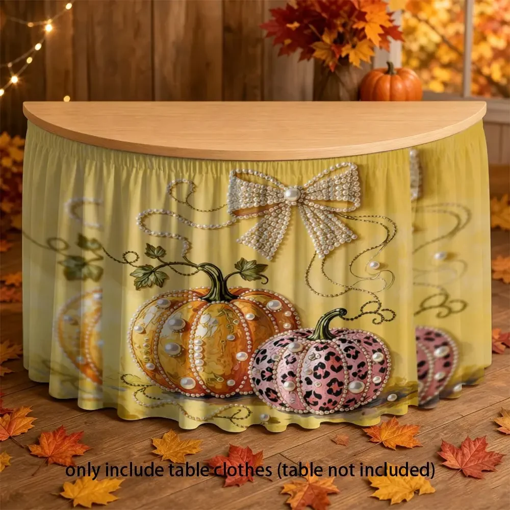 Handmade leopard print pumpkin bow tablecloth with elastic - multi-functional and suitable for home decoration