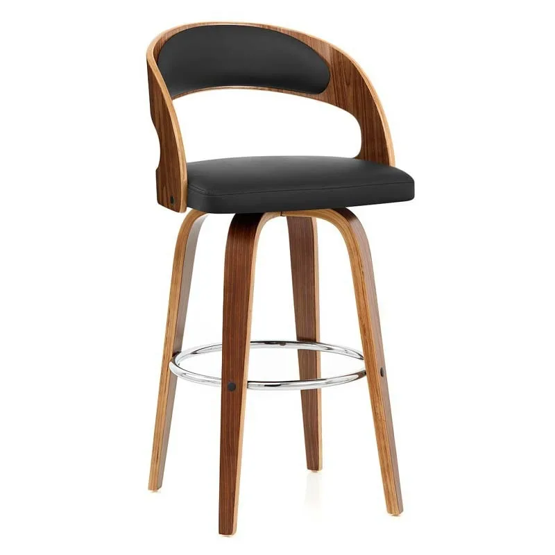 Nordic Solid Wood Bar Chair Bar  Backrest High Stool Bar Stool Cashier High At The Front Desk Household Swive