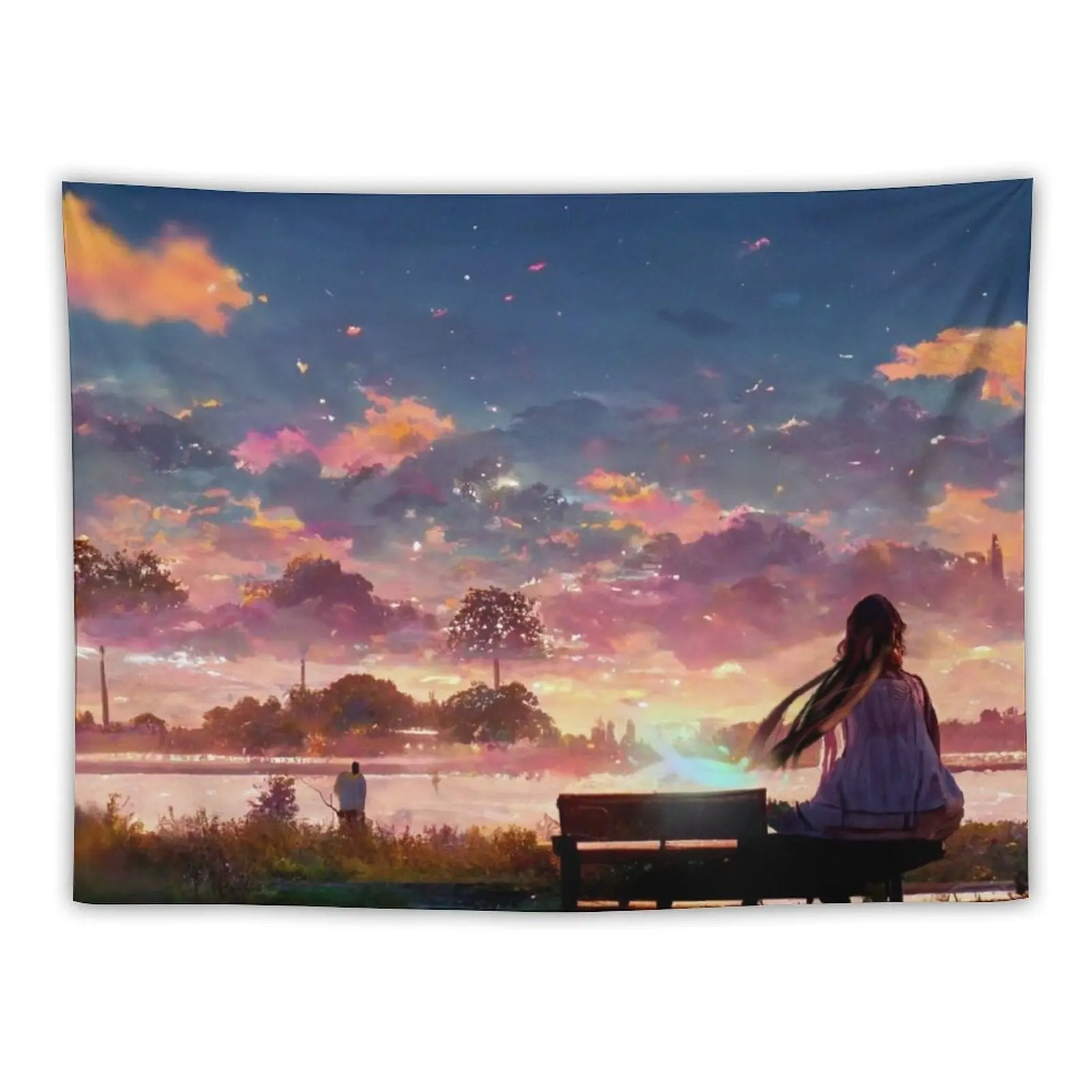 

Anime girl sitting alone on a bench Tapestry House Decorations Room Decorations Aesthetics Aesthetic Decoration Tapestry