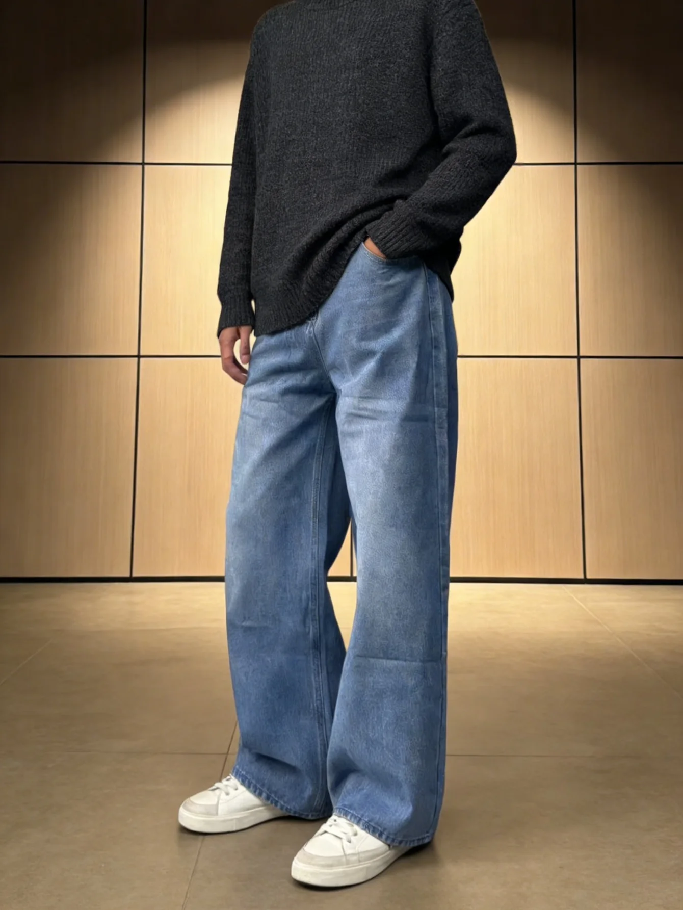 

Y2K Street Men's Wide-leg Jeans Comfortable Pants For Commute & Dating No Accessories Included