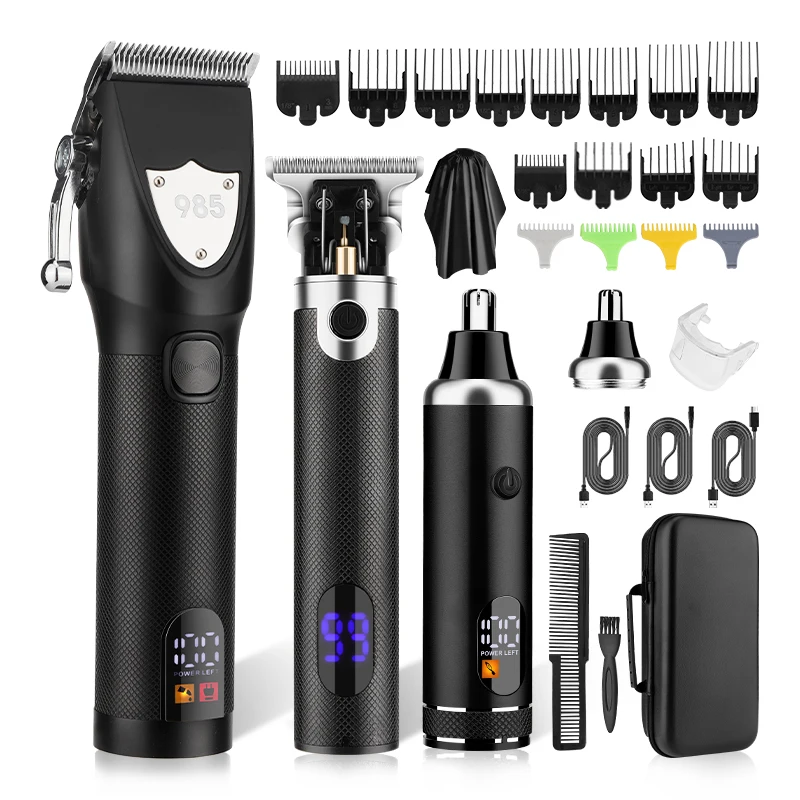 

RESUXI 985 New Professional 3 in 1 Hair Clippers Ears Nose Hair Trimmer Set Wtih Bag Hair Cutting Machine Men's Grooming Tools