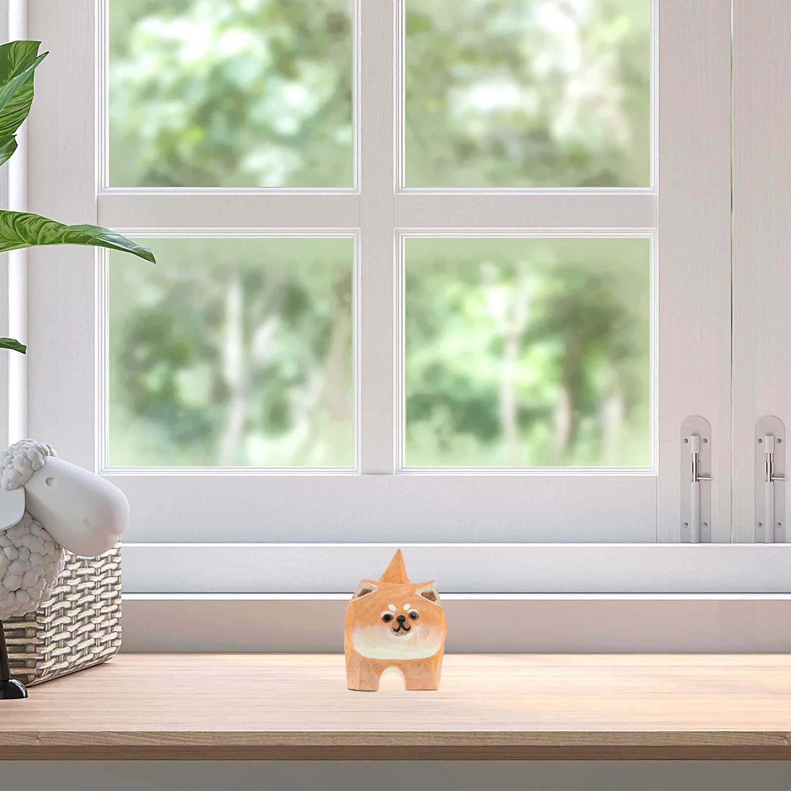 

Wooden Carving Inu Decoration Small Size Smooth Finish Home Office Desk Display Art Craft Ornament Wooden Carving Crafts