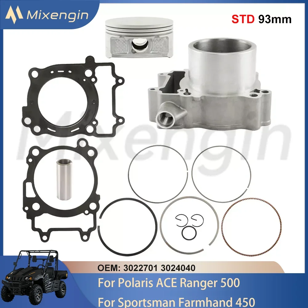 

STD 93mm ATV UTV Cylinder Piston Gasket Top End Kit for Polaris Sportsman Farmhand HD 450 ACE Ranger 500 ETX 2WD 17-24 3022701