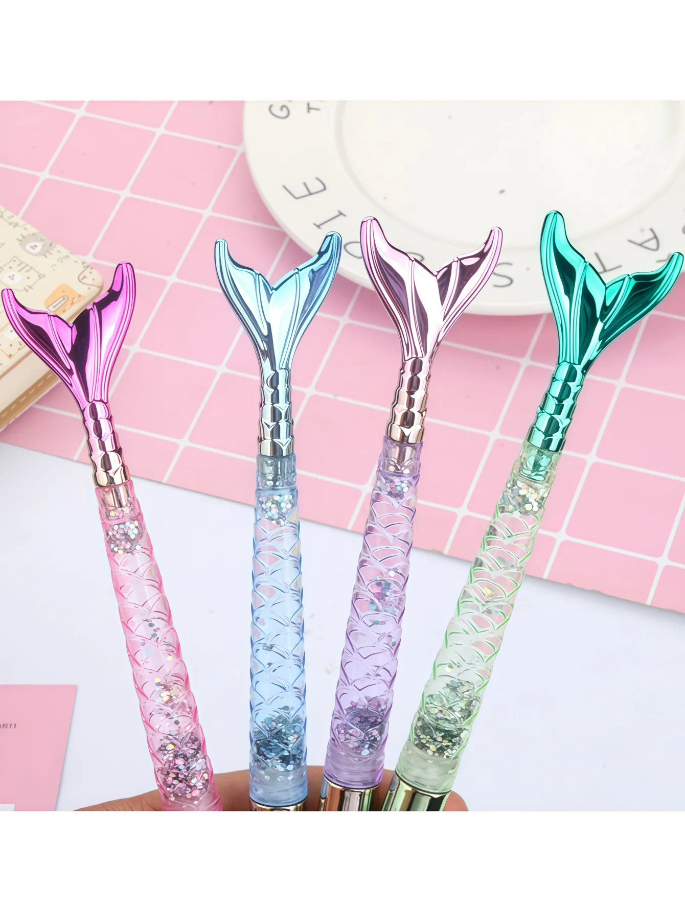 New Style Fresh & Girlish Student Writing Pen, Creative Gradient Fish Gel Pen with Shimmering Pink Texture