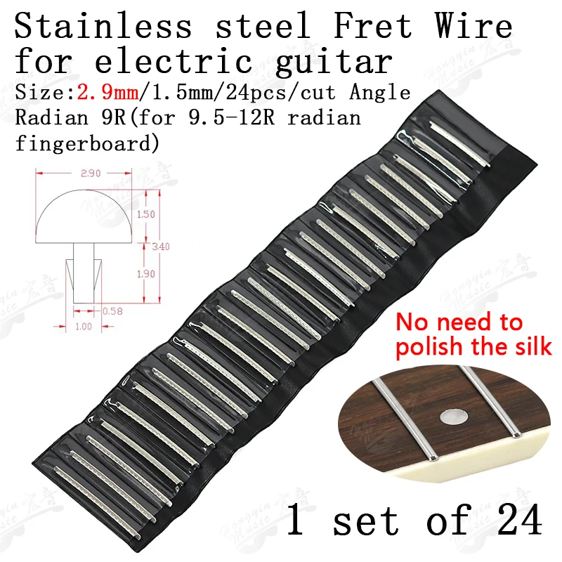 24pcs Fingerboard Frets Fret Wire For Electric Guitar nickel silve Stainless Steel 2.4MM 2.7mm 2.9MM HUATOOL