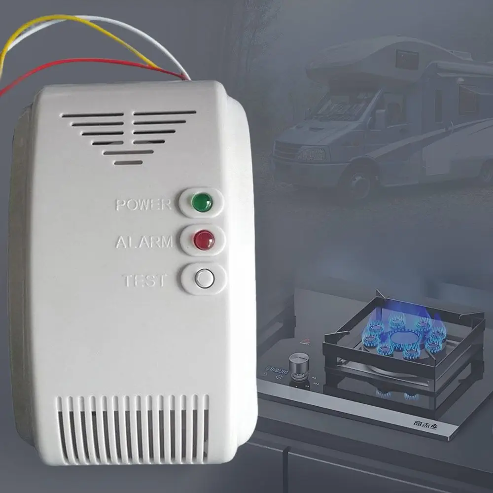 Portable Sound Alarm Propane Butane Sensor Flash Alarm 12V Power Gas Detector Sensor LED Indicator LPG Natural Gas Alarm Camper