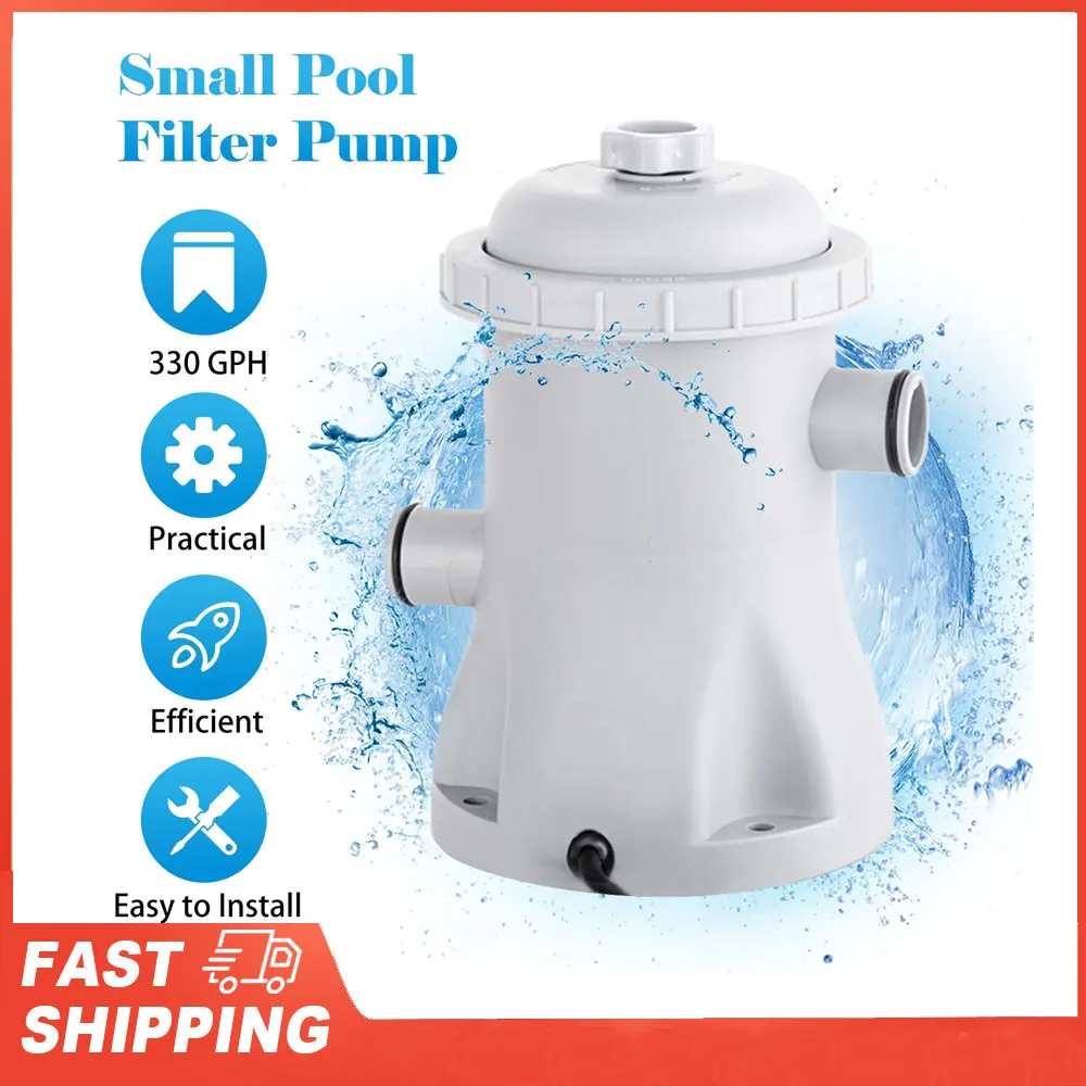 Bomba de filtro de piscina Bomba de agua eléctrica para piscina infantil de 330 GPH con 2 bombas de piscina con cartucho de filtro de piscina
