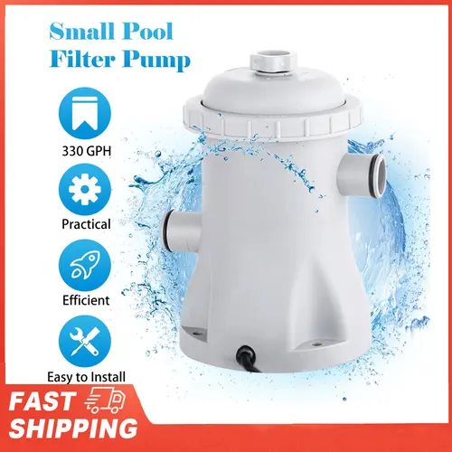 Bomba de filtro de piscina Bomba de agua eléctrica para piscina infantil de 330 GPH con 2 bombas de piscina con cartucho de filtro de piscina