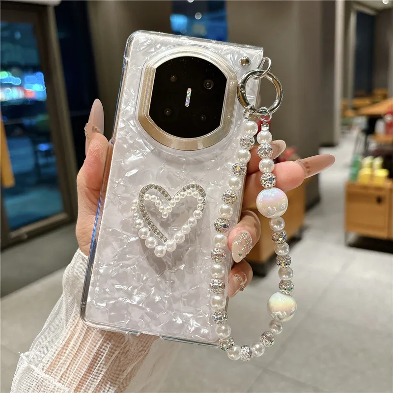 Diy Heart Pearl Bracelet PC Case For Huawei Mate X7 Case Mate X6 Cover Mate X5 Mate X3 Capa Mate X7 X6 X5 X3 Case view 3