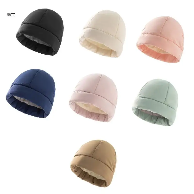 

X5QE Lightweight Bucket Hat for Woman Teens Outdoor Commute Windproof Down Filled Hat Plush Lined Winter Keep Warm Hat