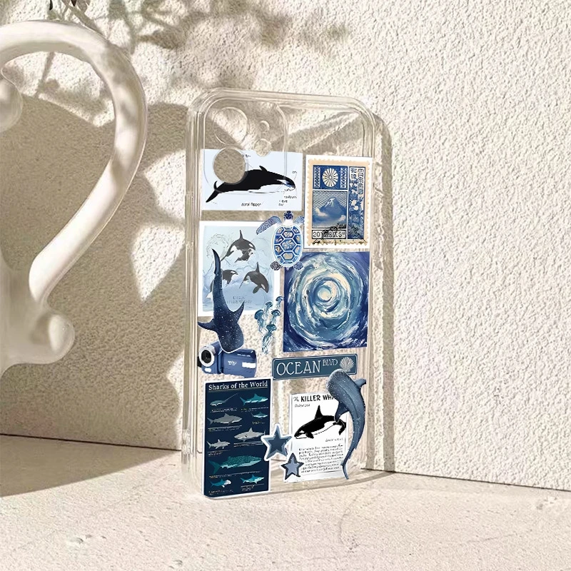 

Phone Case Whales Turtles Pattern For Samsung Galaxy S25 Ultra S21 S23 S22 Plus S24 FE A56 A26 A16 A55 A54 A53 A52 5G Cover