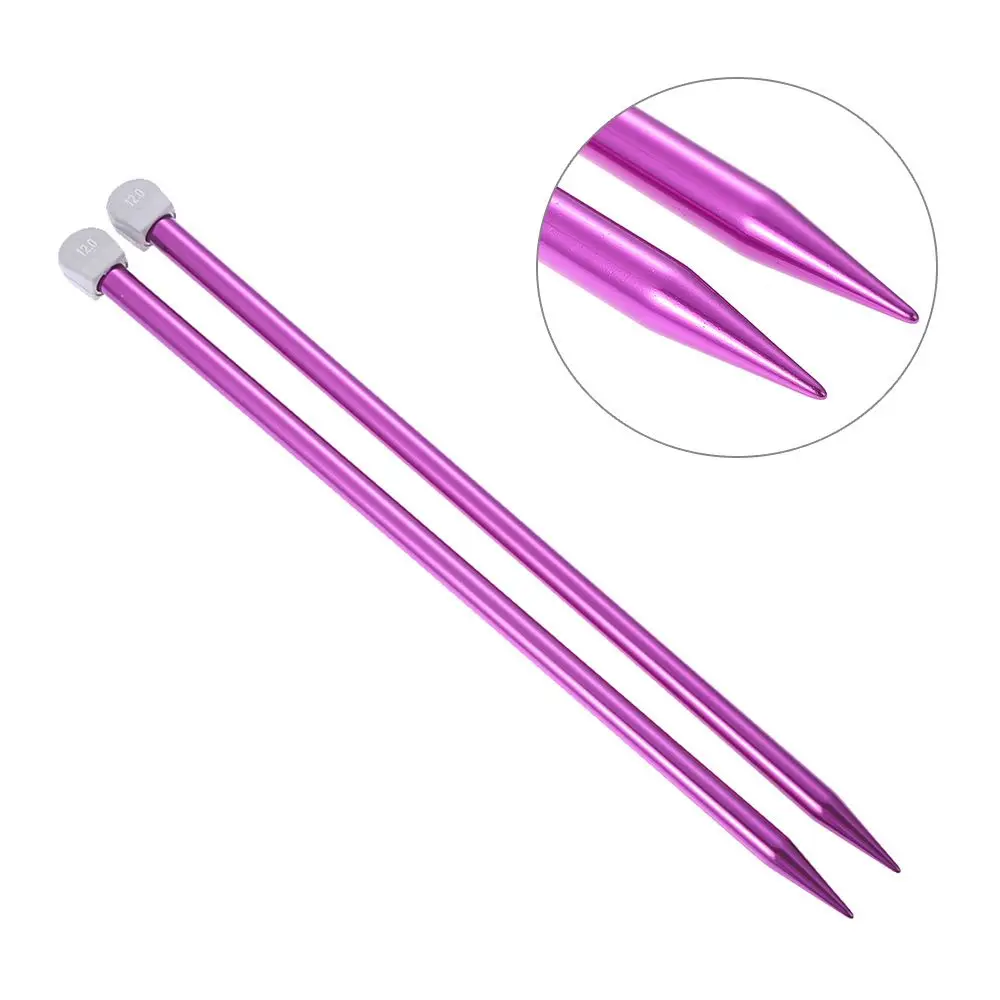 2Pcs/Set 20-12mm Aluminum Knitting Needles Single Pointed Scarf  Sweater Long Needles Straight Pins DIY Weaving Tool Accessory