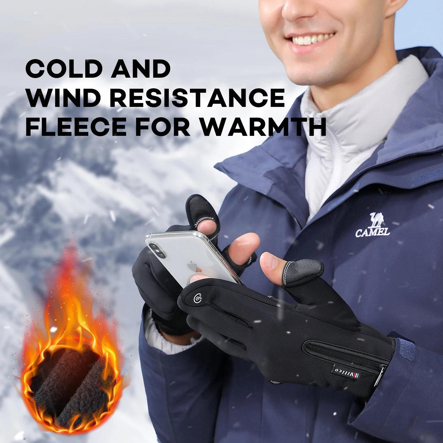 Autumn Winter Outdoor Sports Cycling Durable Velvet Warm Touch Screen Waterproof Windproof Anti-slip Cold Waterproof Ski Gloves