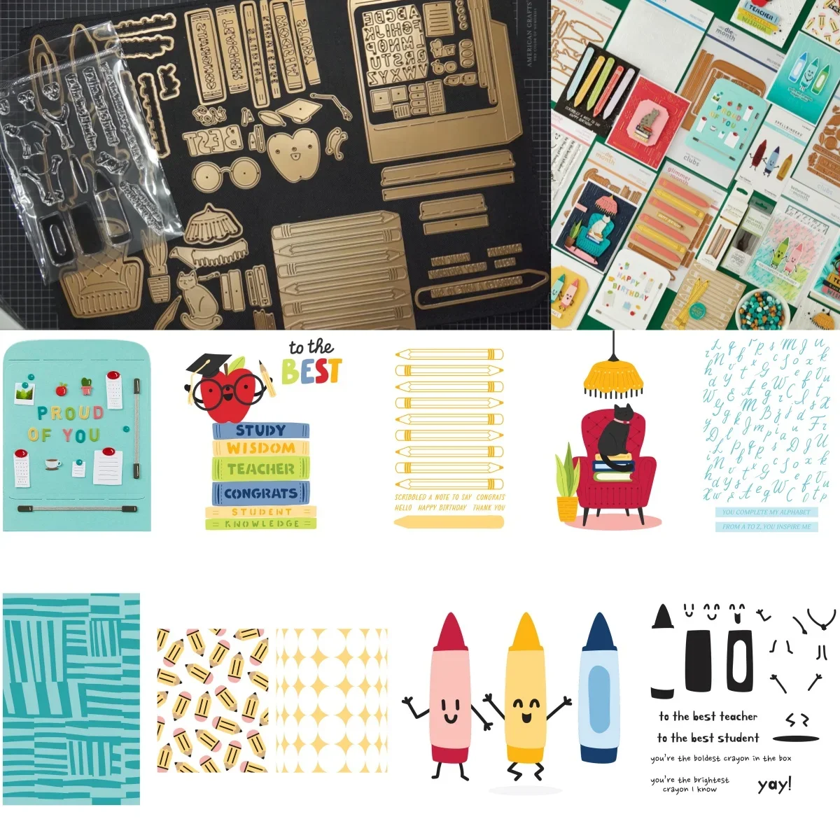 

Student Write Classroom Note New Cutting Dies Stamps Stencil Hot Foil Wax Stamper For DIY Scrapbook Craft Decoration Supplies