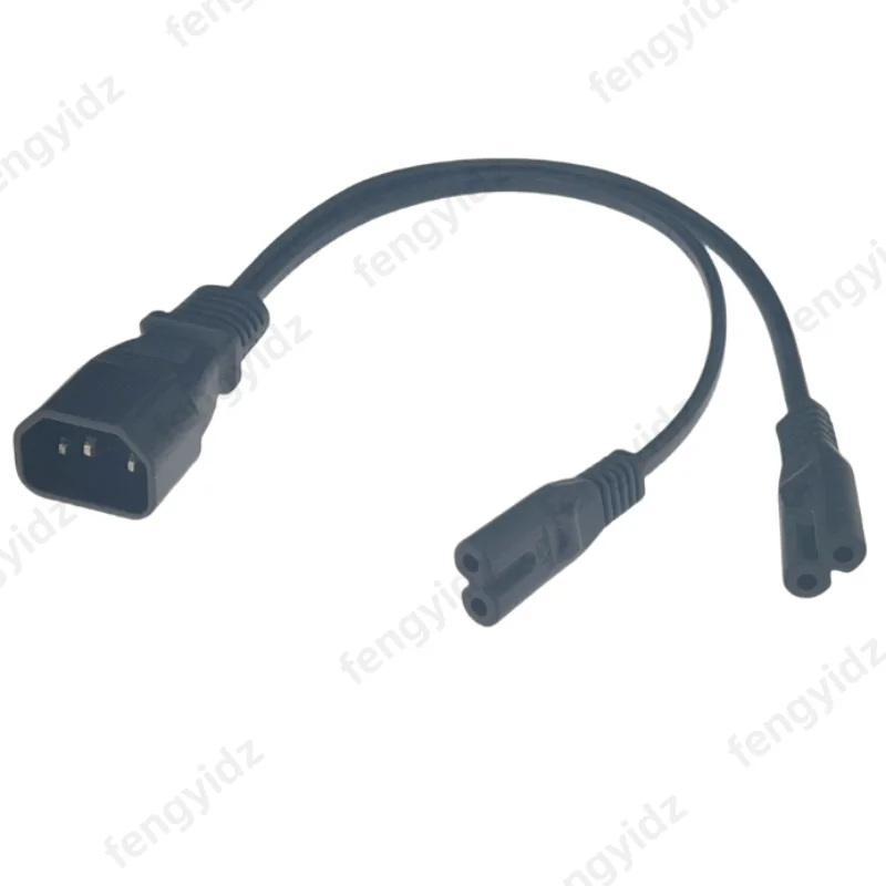 fengyidz 30CM Power Y Type Splitter Adapter Cable Single IEC 320 C14 Male To C7+C7 Female Short Cord for Computer host display