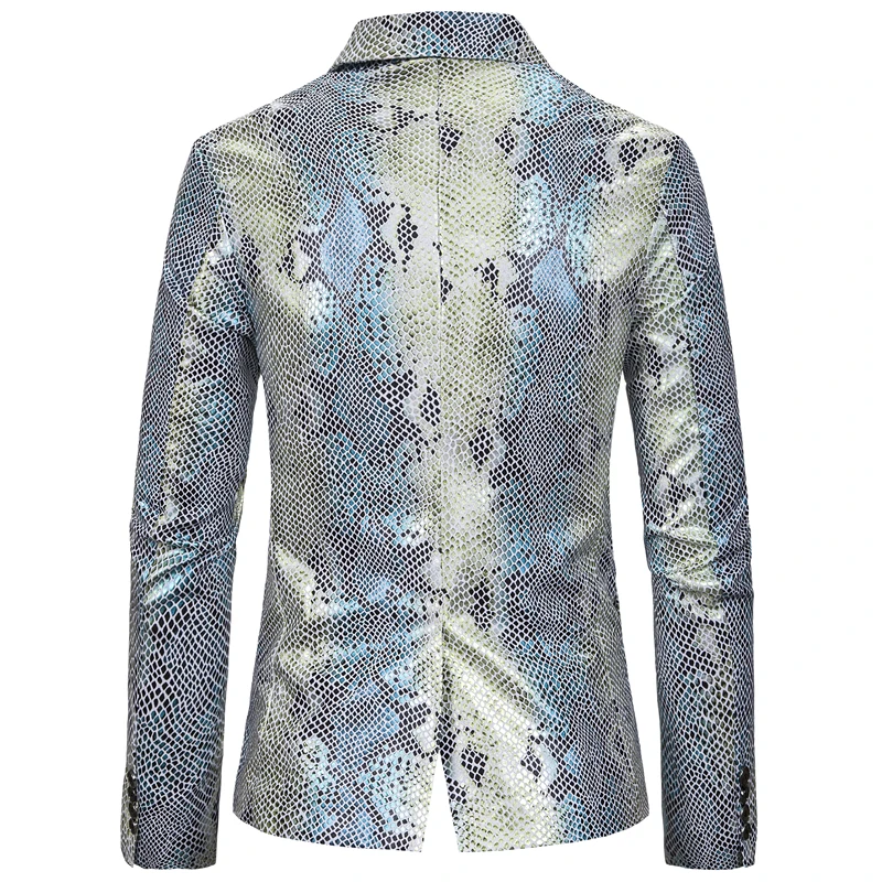 Mens Tuxedo 1-Button Stage Blazer Jacket Shiny Fish Scale Glistening Blazer Men Party Prom Singers Dancers Costume