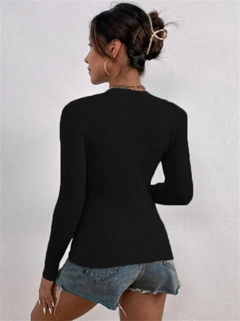 Bottomed Sweater Women Long Sleeve Knitted Tops Pullover Square Neck Solid Knit Pullover Treetwear Jumpers Knitwear Sweaters