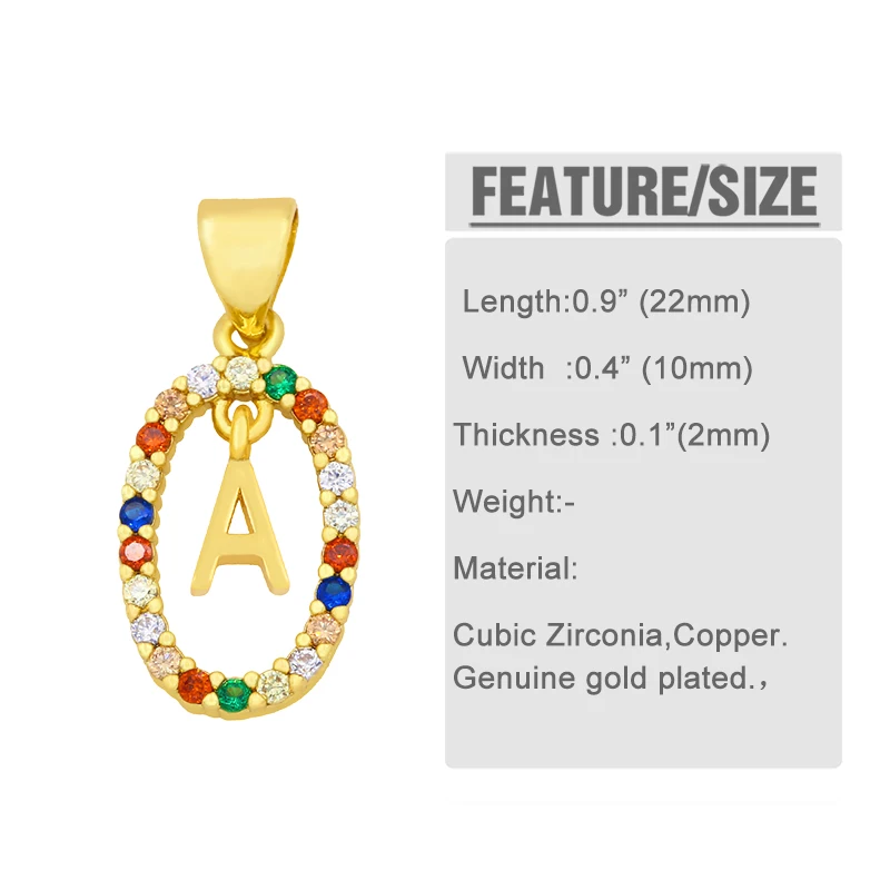 OCESRIO قوس قزح كريستال 26 الأبجدية قلادة بحرف لقلادة القرط لتقوم بها بنفسك النحاس مجوهرات مطلية بالذهب صنع لوازم pdta361