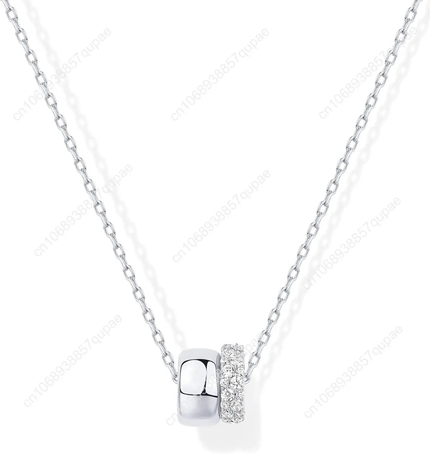 14K Gold Plated Cubic Zirconia Rondelle Pendant Necklace for Women | Two-Toned Dainty CZ Necklaces